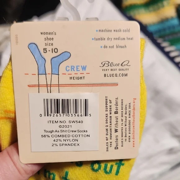 Blue Q Men's Bold Yellow Crew Socks - Picture 2 of 3